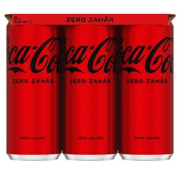 Coca-Cola Zero Zahar | Bautura racoritoare carbogazoasa  6x330ml