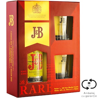J&B | Rare | Whisky 0.7L + 2 pahare