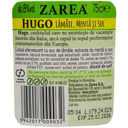Zarea | Cocktail efervescent cu suc de lamaie, menta si soc 0.75L