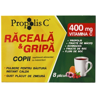 Propolis C | Raceala si gripa | Supliment alimentar pentru raceala si gripa copii, 8 plicuri