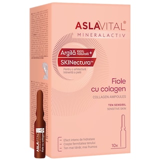 ASLAVITAL | Fiole cu Colagen si Elastina, 10 fiole x 2 ml