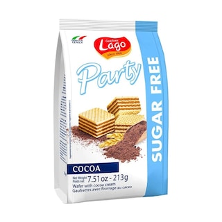 Lago | Napolitane fara zahar, cu crema de cacao 213g
