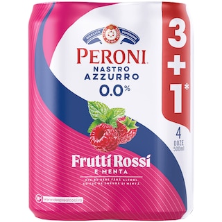 Peroni Nastro Azzurro | Bere fara alcool cu suc de zmeura si menta 3+1 x 0.5L