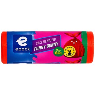 epack | Saci menajeri Funny Bunny, 60L, 15 buc