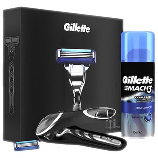 Gillette | Mach3 | Pachet cosmetice cu aparat de ras, lame si gel de ras 75ml