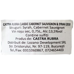 Castra Rubra | Vin rosu Cabernet Sauvignon si Syrah 0.75l