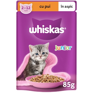 Whiskas | Hrana umeda pentru pui de pisica, cu pui in aspic 85g