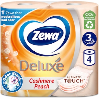 Zewa | Deluxe | Hartie igienica Deluxe Cashmere Peach, 3 straturi, 4 role