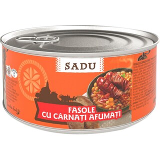 Sadu | Fasole cu carnati afumati 400g