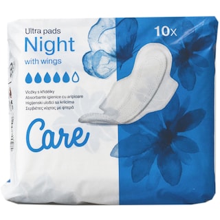 Care | Absorbante igienice cu aripioare, Night, 10 bucati