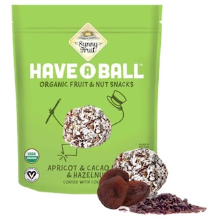 Sunny fruit | Bile energizante bio cu caise, cacao si alune, invelite in cocos 126g