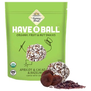 Sunny fruit | Bile energizante bio cu caise, cacao si alune, invelite in cocos 126g