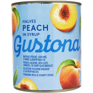 Gustona | Piersici jumatati in sirop slab indulcit 820g