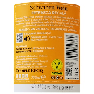 Schwaben Wein | Vin alb demisec Feteasca Regala 0.75L