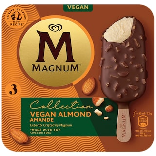 Magnum | Inghetata vegan, de vanilie cu glazura de ciocolata si migdale 3x90ml