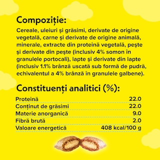 Dreamies | Hrana complementara cu somon si branza pentru pisici adulte si pisoi 60g