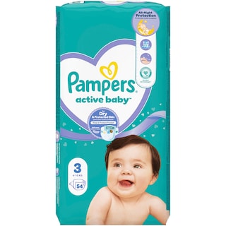 Pampers | Active Baby | Scutece bebelusi Marimea 3, 6-10 kg, 54 buc