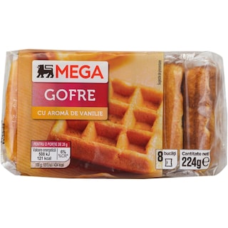 MEGA | Gaufre cu aroma vanilie, 8 bucati 224g