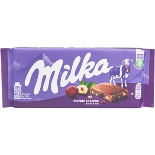 Milka | Ciocolata cu lapte, stafide si alune 100g