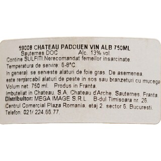 Chateau Padouen | Vin alb Sauternes 0.75L