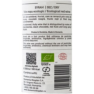 Domeniul Bogdan | Reserva | Vin rosu ecologic Syrah 0.75L