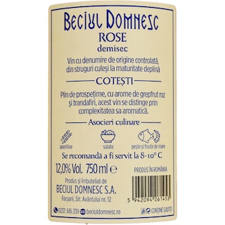 Beciul Domnesc | Vin roze demisec 0.75L