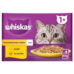 Whiskas | Hrana umeda pentru pisici, cu pasare in aspic 4x85g