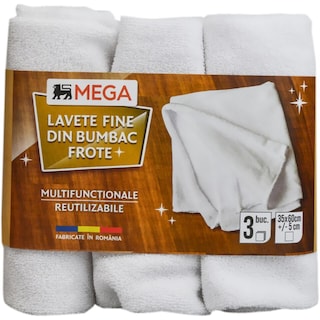 MEGA | Lavete albe din bumbac frote