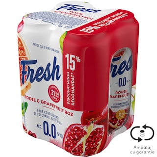 Fresh 0.0 | Bere fara alcool cu suc de rodie si grapefruit 4x0.5L