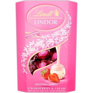 Lindt | Lindor | Trufe de ciocolata alba cu aroma de capsuni 200g