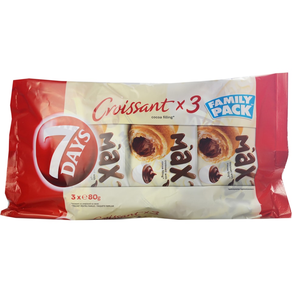 7Days | Croissant cu umplutura cu cacao 3x80g | Mega-image