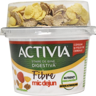 Activia | Iaurt Mic dejun cu capsuni si fulgi de cereale 163g