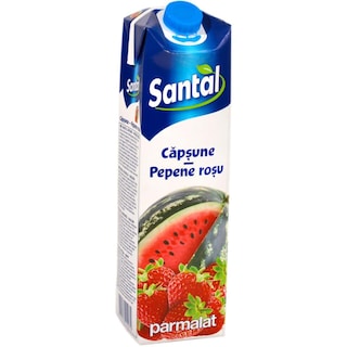 Santal | Bautura racoritoare necarbogazoasa cu suc de capsune si pepene rosu 1L