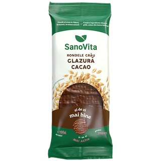 Sano Vita | Rondelele din grau expandat cu glazura de cacao 66g