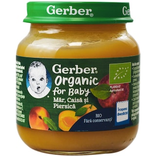 Gerber | Piure bio cu mar, caisa si piersica 125g