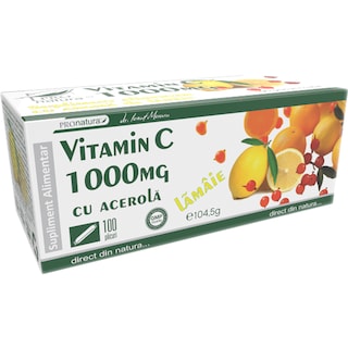Pro Natura | Vitamina C 1000mg cu aroma de lamaie, 100 plicuri 104.5g