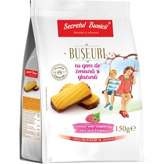 Secretul Bunicii | Buseuri cu gem de zmeura si glazura de cacao 150g