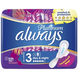 Always | Platinum | Absorbante marimea 3 Ultra Night, 6 bucati