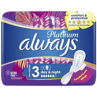 Always | Platinum | Absorbante marimea 3 Ultra Night, 6 bucati