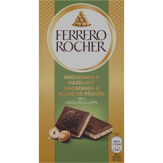 Ferrero Rocher | Ciocolata cu lapte, nuci de Macadamia si alune de padure 90g