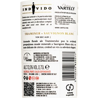 Vartely | Individo | Vin alb sec Traminer, Sauvignon Blanc 0.75L