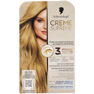 Creme Supreme | Vopsea permanenta pentru par, 9-16 Blond foarte deschis cenusiu rece