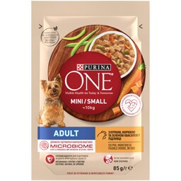Purina One | Mini | Hrana umeda pentru caine adult cu pui si morcov, in sos 85g