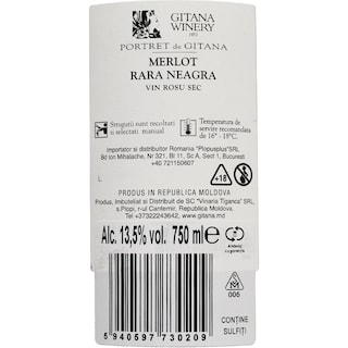 Gitana Winery | Vin rosu sec Merlot & Rara Neagra 0.75L