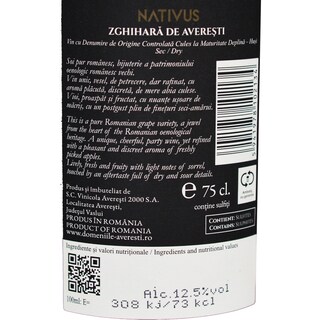 Nativus | Vin alb sec Zgihara de Averesti 0.75L