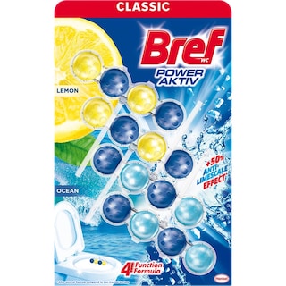 Bref | Power Aktiv | Odorizant toaleta lemon si ocean 4x50g