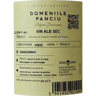 Domeniile Panciu | Vin alb sec Chardonnay 0.75l