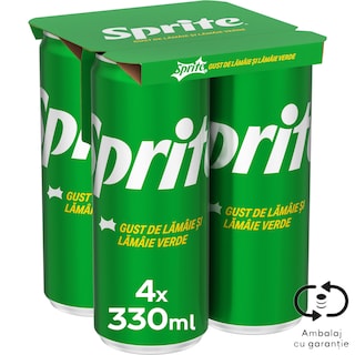 Sprite | Bautura racoritoare carbogazoasa cu aroma de lamaie si lamaie verde 4x330ml