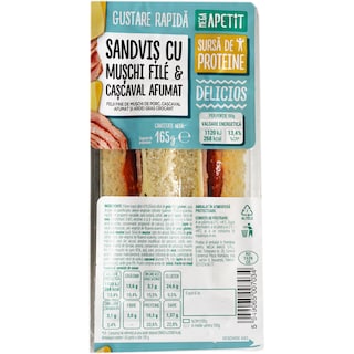 Mega Apetit | Sandvis cu muschi file si cascaval afumat 165g