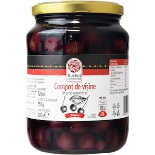 Gusturi romanesti | Compot de visine in sirop concentrat 700g
